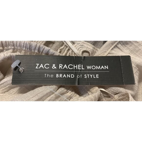 Zac & Rachel Woman Plus Size Tunic Top 2X Crochet Yoke Blouse Beige Blouse New - Picture 9 of 11